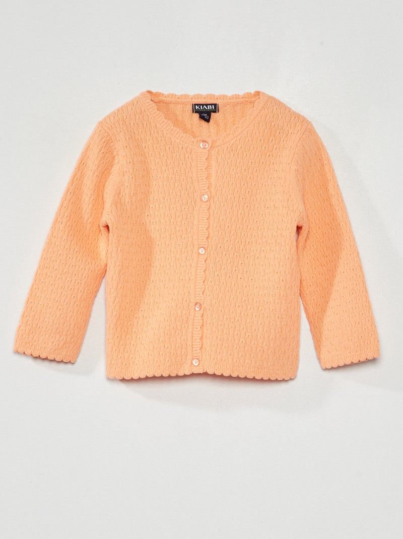 Gilet en maille fantaisie Orange - Kiabi