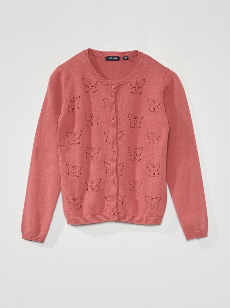 Gilet en maille fantaisie Rose - Kiabi