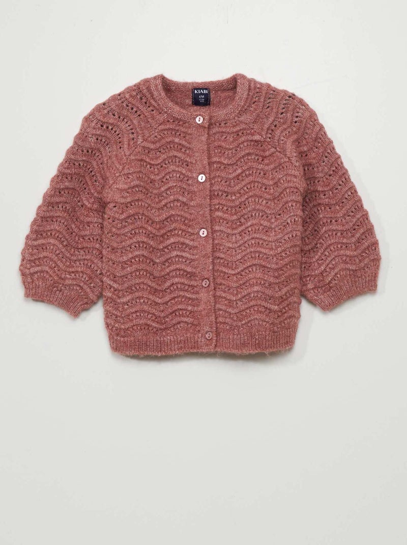 Gilet en maille fantaisie Rose - Kiabi