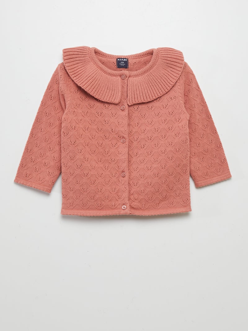 Gilet en maille fantaisie Rose - Kiabi