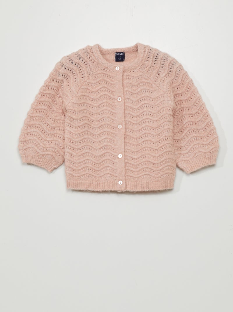 Gilet en maille fantaisie Rose clair - Kiabi