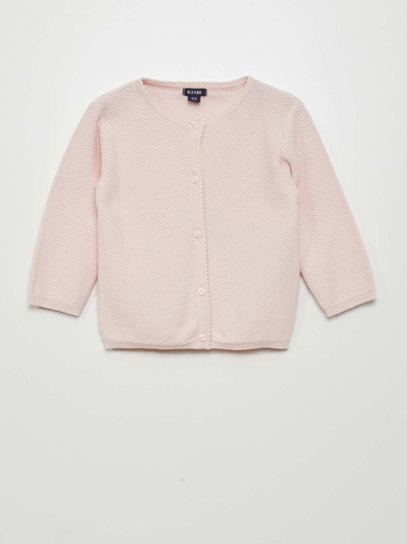 Gilet en maille fantaisie Rose - Kiabi