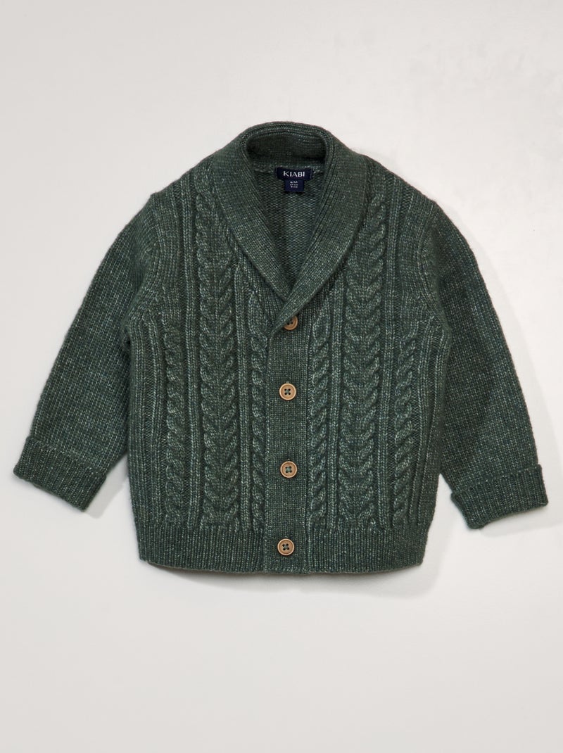 Gilet en maille fantaisie Vert - Kiabi