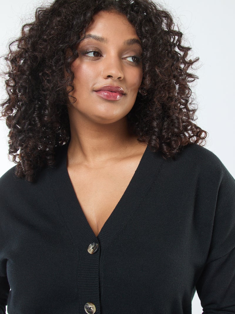 Gilet en maille fine avec ouverture boutonnée Noir - Kiabi