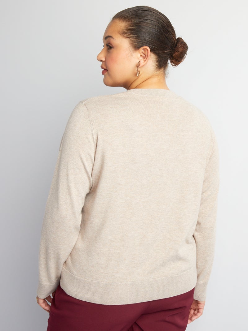 Gilet en maille fine Beige - Kiabi