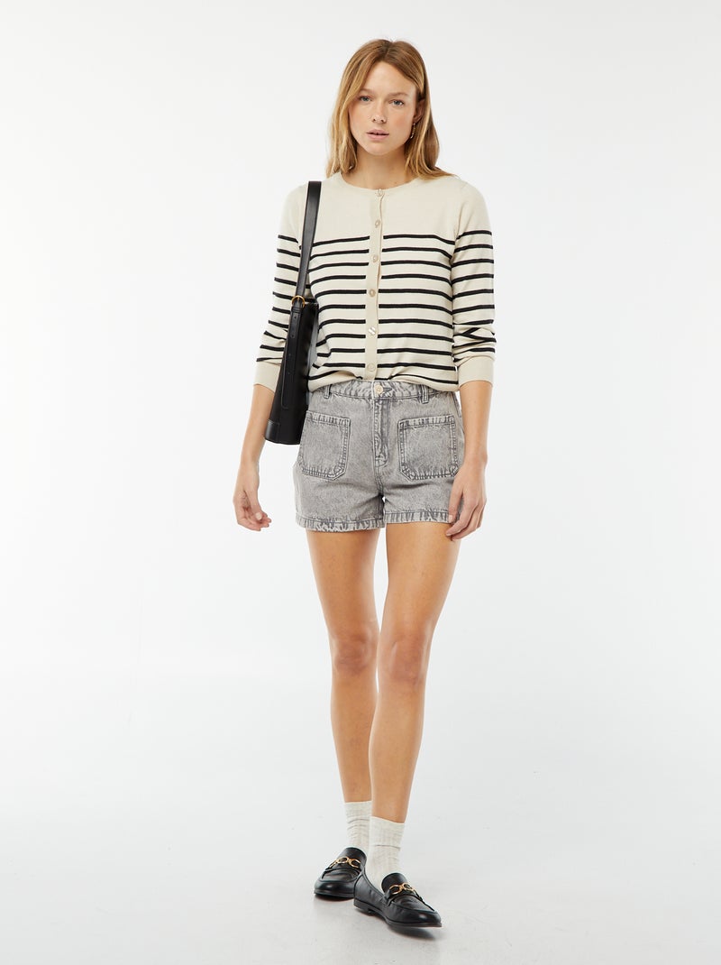 Gilet en maille fine Beige - Kiabi