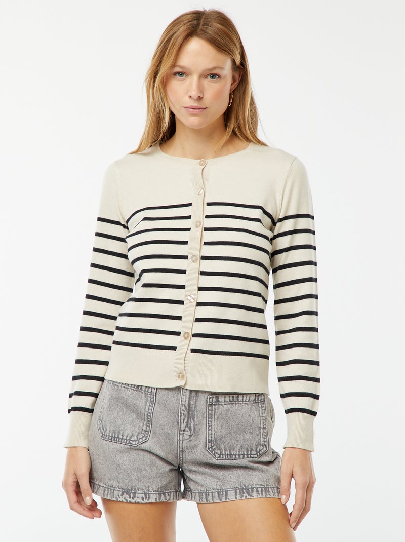 Gilet en maille fine Beige - Kiabi