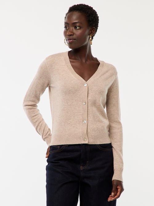 Gilet en maille fine col en V - Kiabi