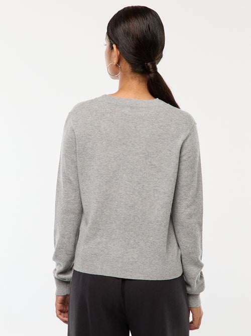 Gilet en maille fine col en V - Kiabi