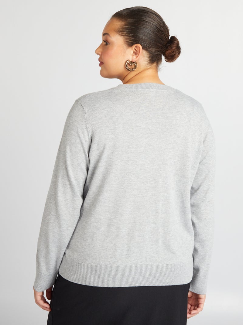 Gilet en maille fine Gris - Kiabi