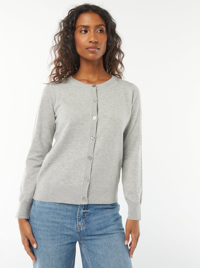 Gilet en maille fine Gris - Kiabi