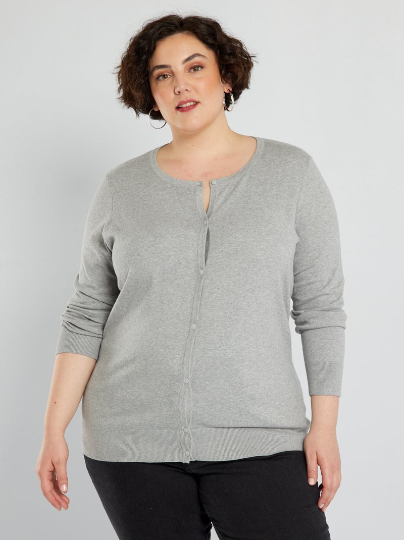 Gilet en maille fine gris - Kiabi