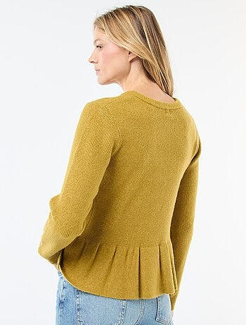 Gilet en maille fine jauge à base volantée