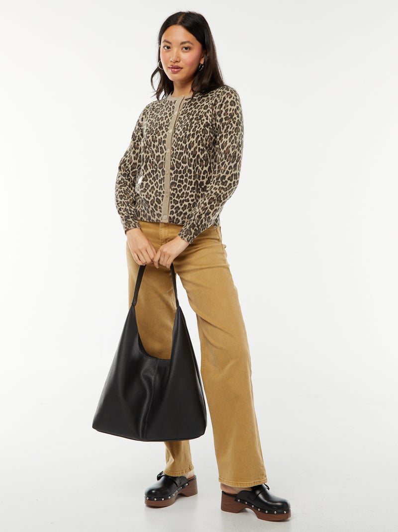 Gilet en maille fine jauge avec boutons Beige - Kiabi