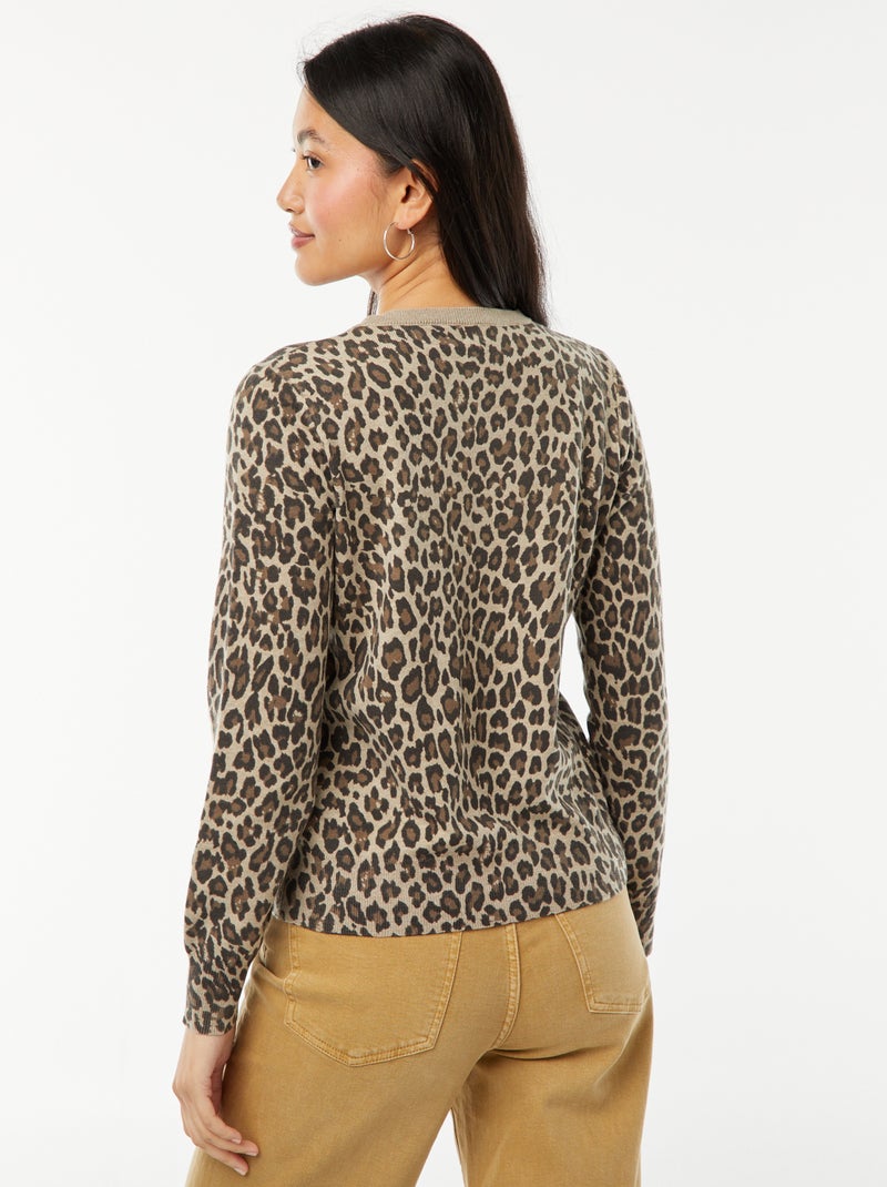 Gilet en maille fine jauge avec boutons Beige - Kiabi
