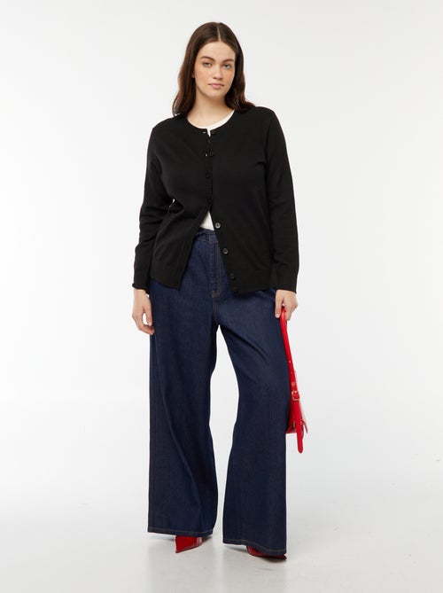 Gilet en maille fine jauge avec ouverture boutonnée - Kiabi