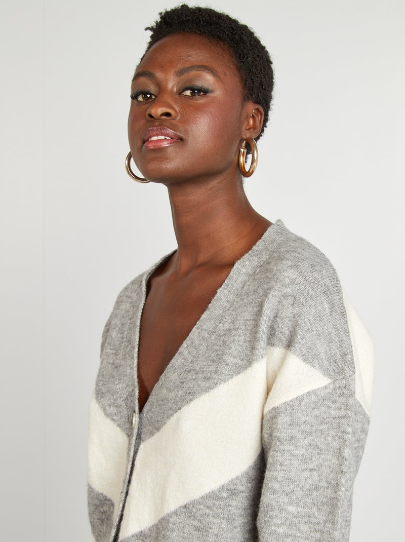 Gilet en maille fine jauge GRIS - Kiabi