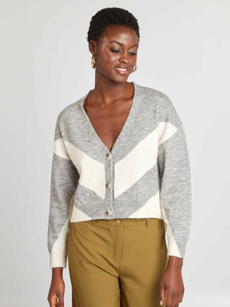 Gilet en maille fine jauge GRIS - Kiabi