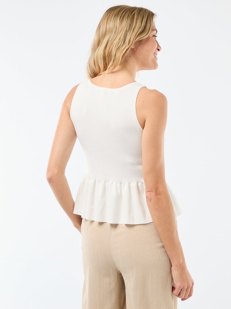 Gilet en maille fine jauge ouverture boutonnée Blanc - Kiabi