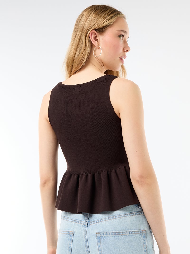 Gilet en maille fine jauge ouverture boutonnée Marron - Kiabi