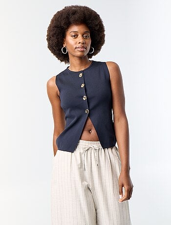 Gilet en maille fine jauge sans manches