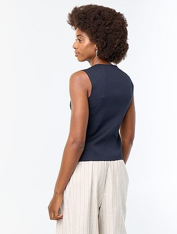Gilet en maille fine jauge sans manches