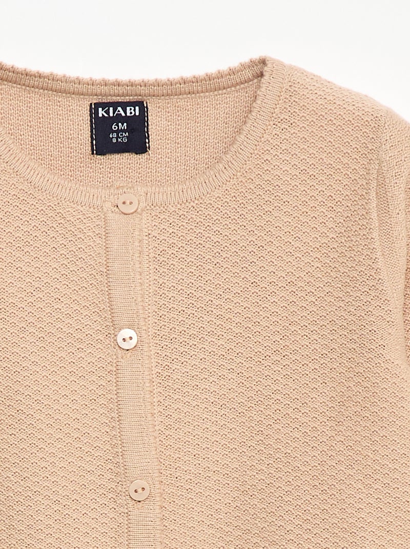 Gilet en maille fine jauge uni Beige - Kiabi