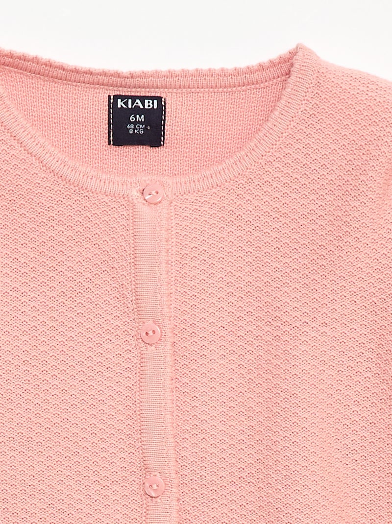 Gilet en maille fine jauge uni Rose - Kiabi