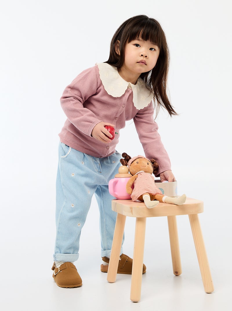 Gilet en maille fine jauge uni Rose - Kiabi