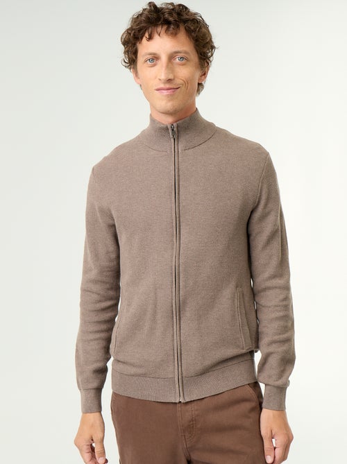 Gilet en maille fine jauge zippé - Kiabi