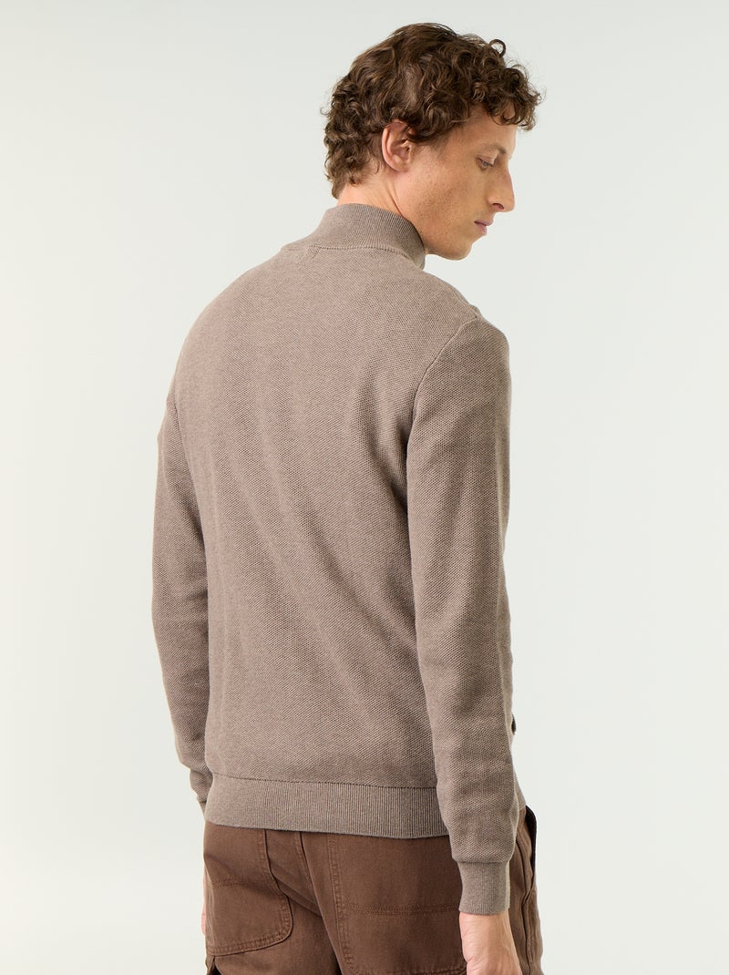 Gilet en maille fine jauge zippé Marron - Kiabi