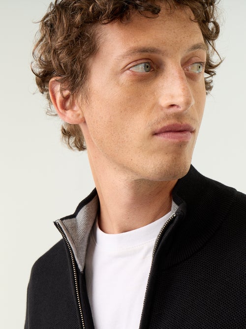 Gilet en maille fine jauge zippé - Kiabi
