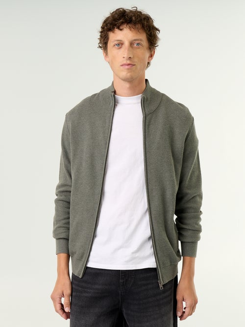 Gilet en maille fine jauge zippé - Kiabi