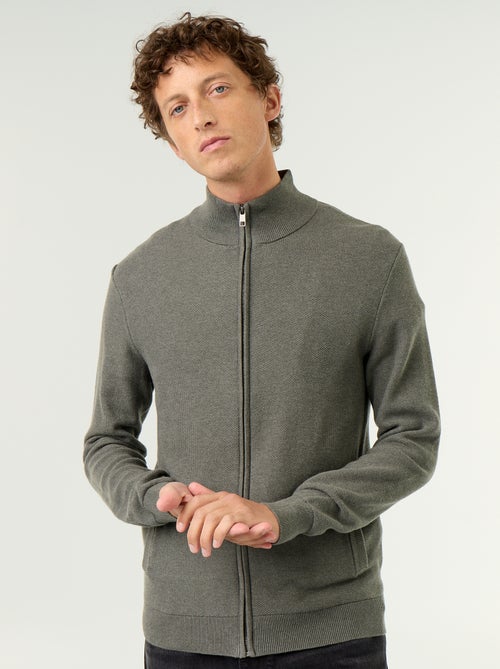 Gilet en maille fine jauge zippé - Kiabi