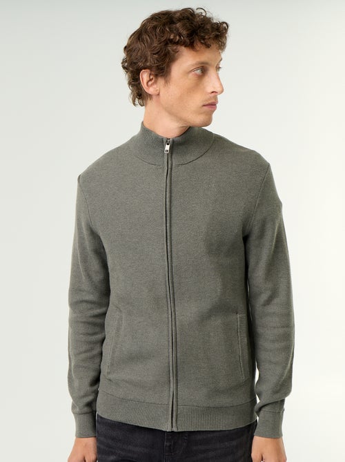 Gilet en maille fine jauge zippé - Kiabi