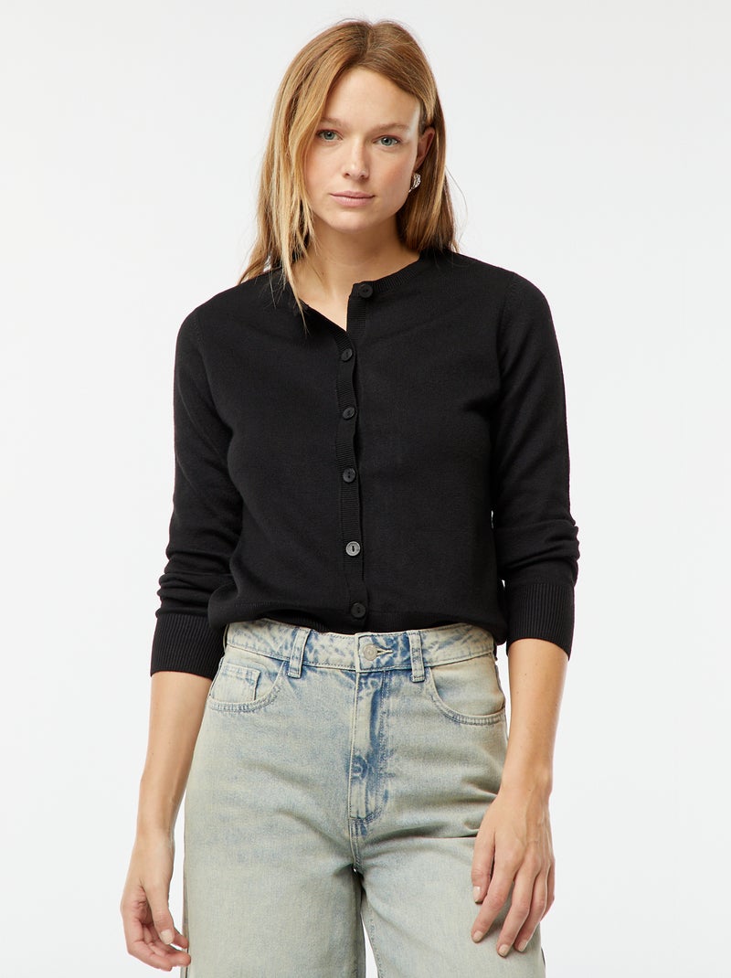 Gilet en maille fine noir - Kiabi