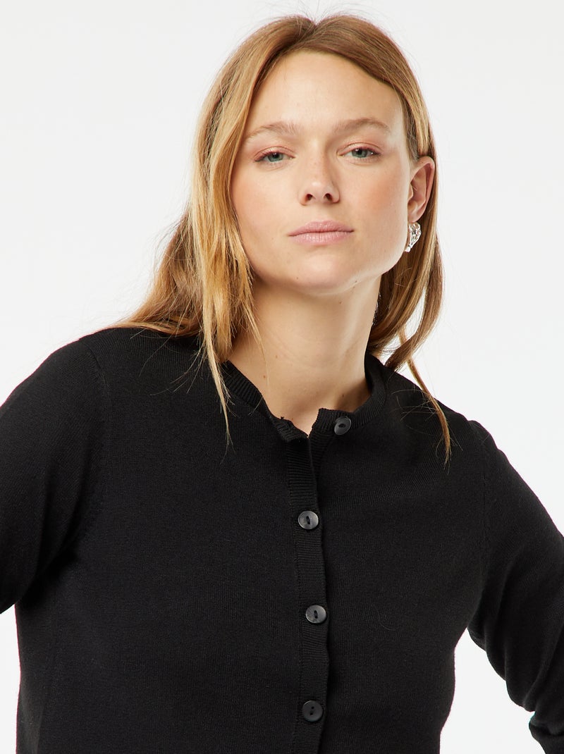 Gilet en maille fine noir - Kiabi