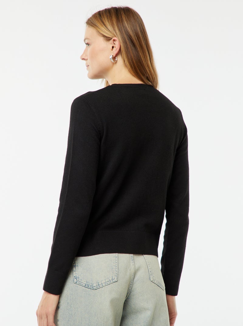 Gilet en maille fine noir - Kiabi