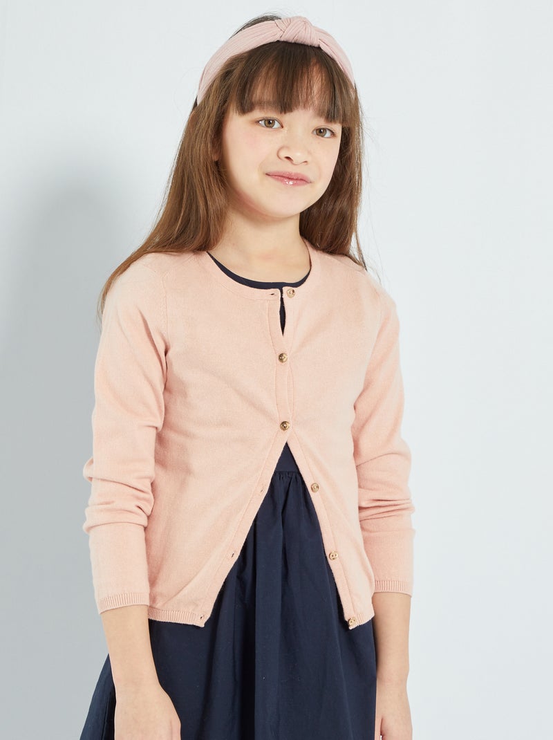 Gilet en maille fine Rose clair - Kiabi