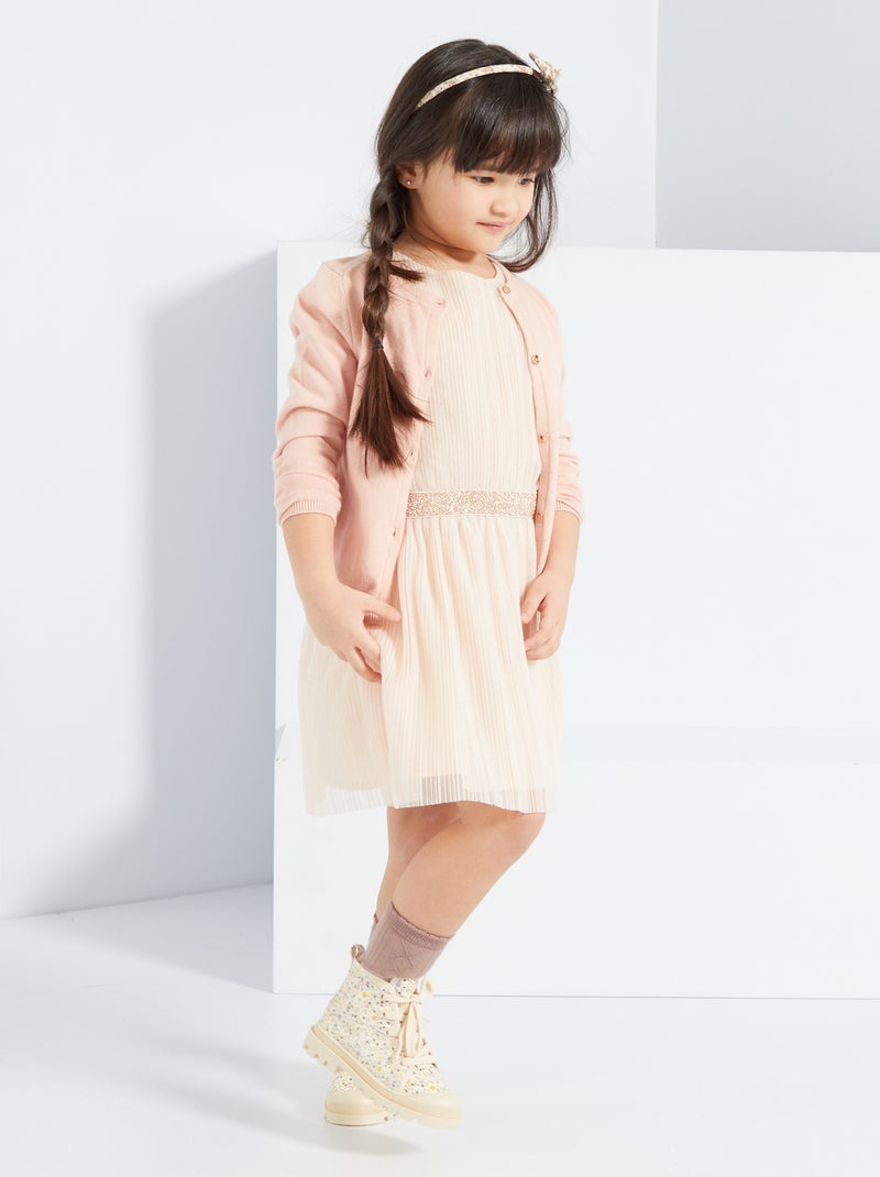 Gilet en maille fine Rose clair - Kiabi