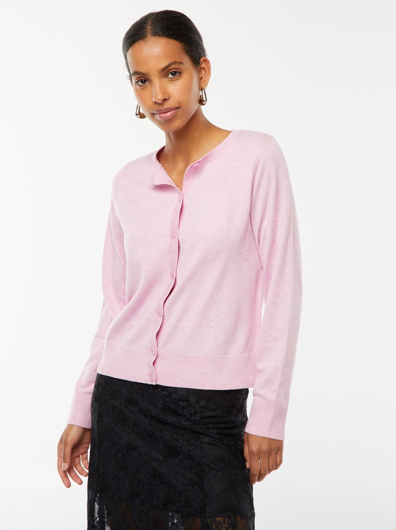 Gilet en maille fine Rose - Kiabi