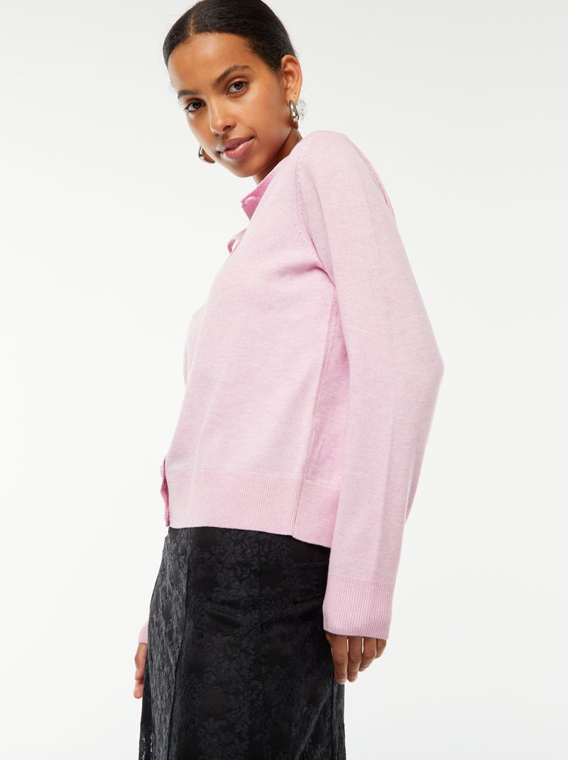 Gilet en maille fine Rose - Kiabi