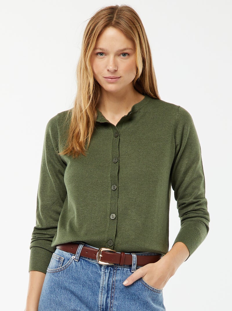 Gilet en maille fine Vert - Kiabi