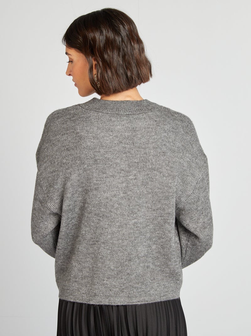 Gilet en maille fines jauges Gris - Kiabi