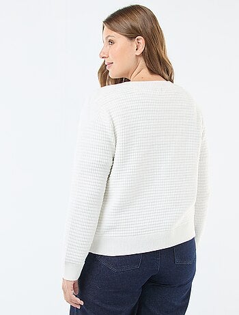 Gilet en maille gaufrée avec boutons dorés