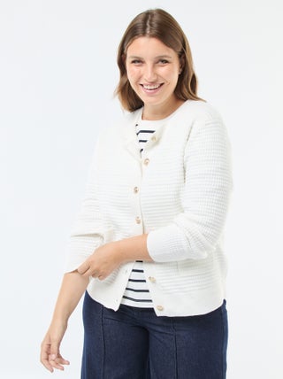 Gilet en maille gaufrée avec boutons dorés