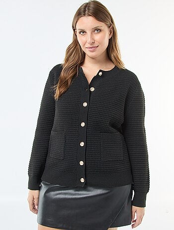 Gilet en maille gaufrée avec boutons dorés