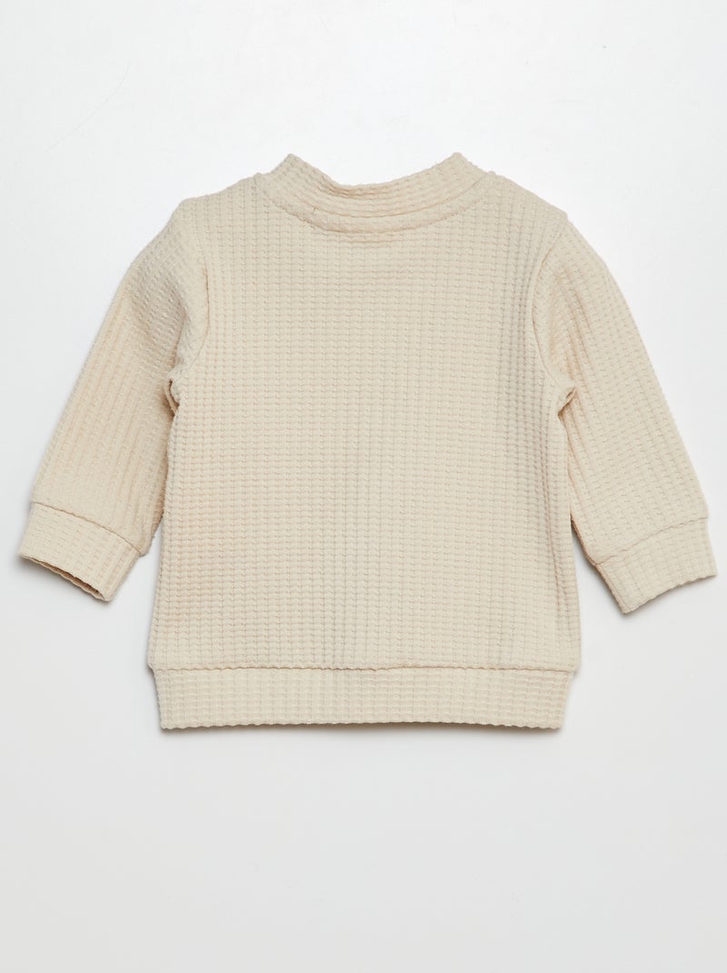 Gilet en maille gaufrée Beige - Kiabi