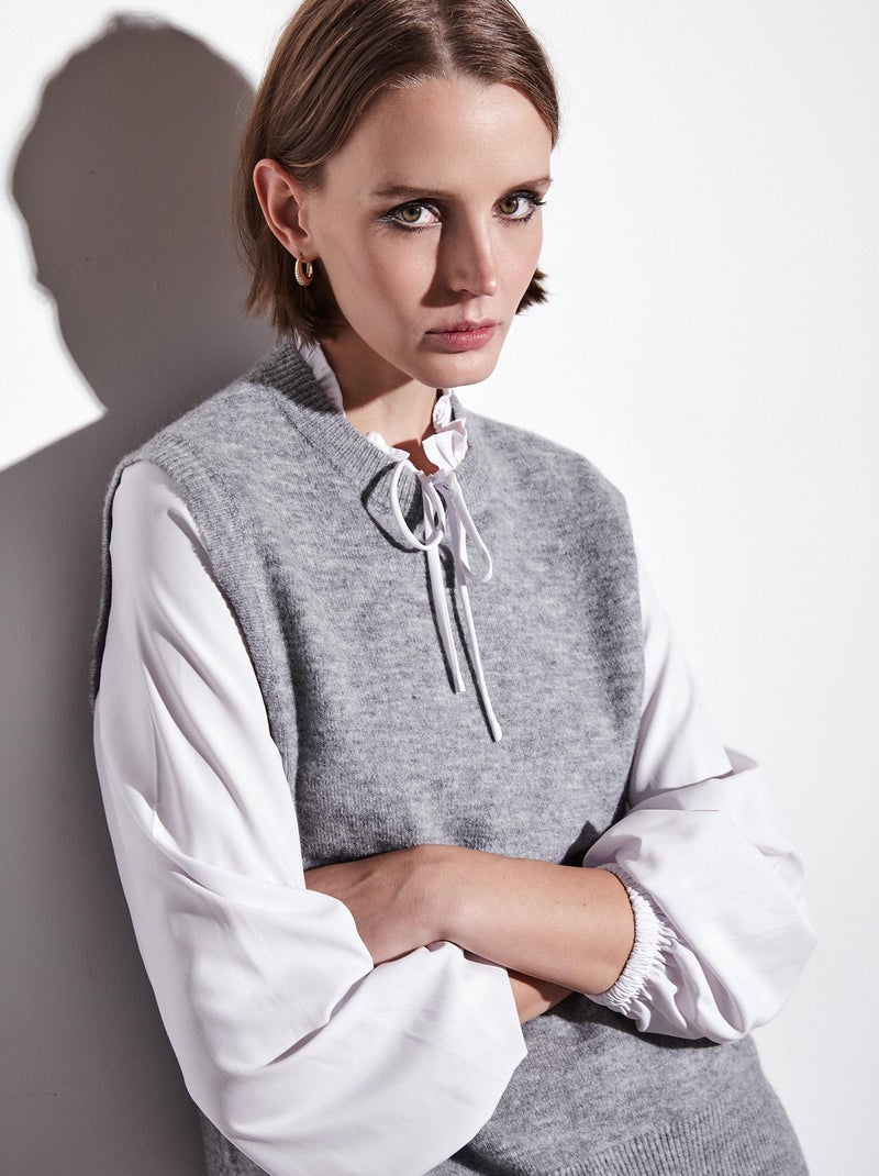 Gilet en maille Gris - Kiabi