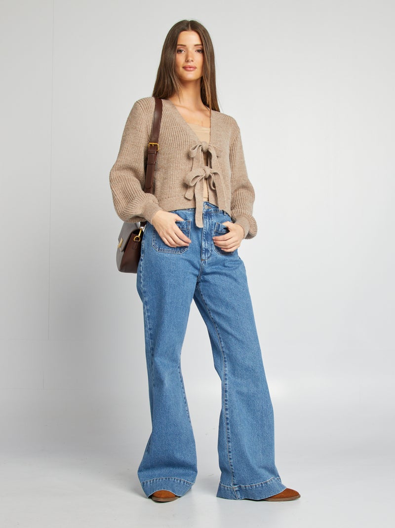 Gilet en maille grosse jauge à liens Marron - Kiabi